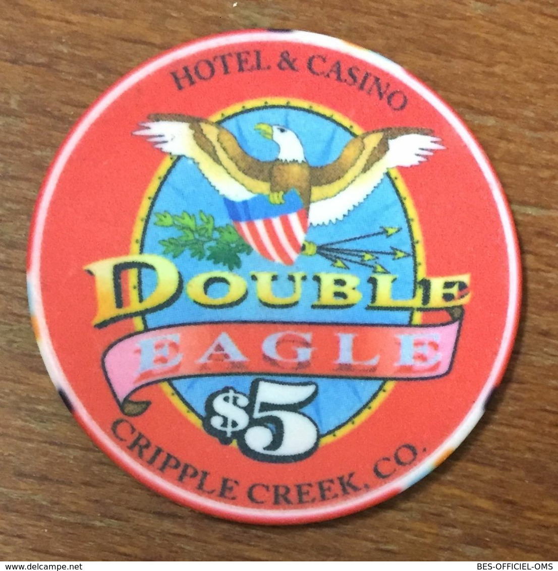 USA COLORADO CRIPPLE CREEK DOUBLE EAGLE CASINO CHIP $ 5 JETON TOKEN COIN - Casino