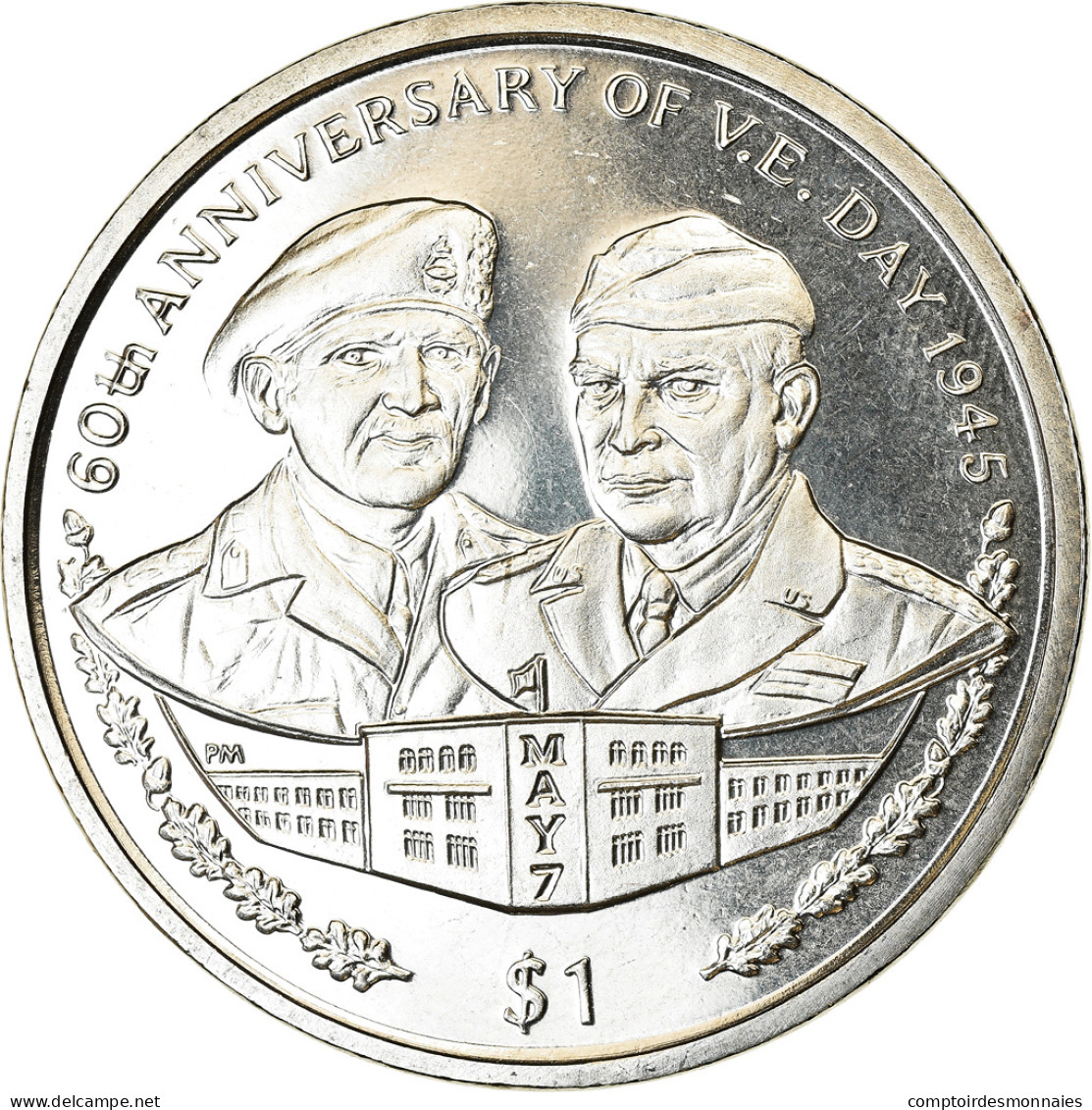 Monnaie, BRITISH VIRGIN ISLANDS, Dollar, 2005, Franklin Mint, V.E Day, SPL - Jungferninseln, Britische