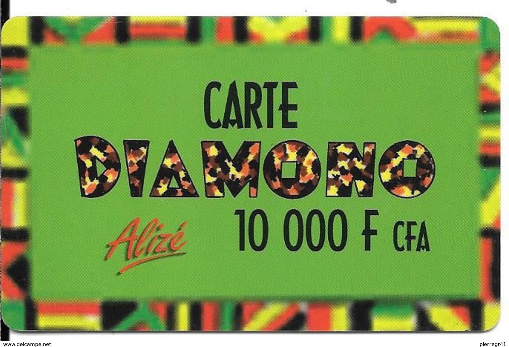 CARTE-PREPAYEE-SENEGAL-ALIZE-10000F CFA-DIAMONO-Epais-V°Pt N° Lasers-Centrés-TBE - Senegal