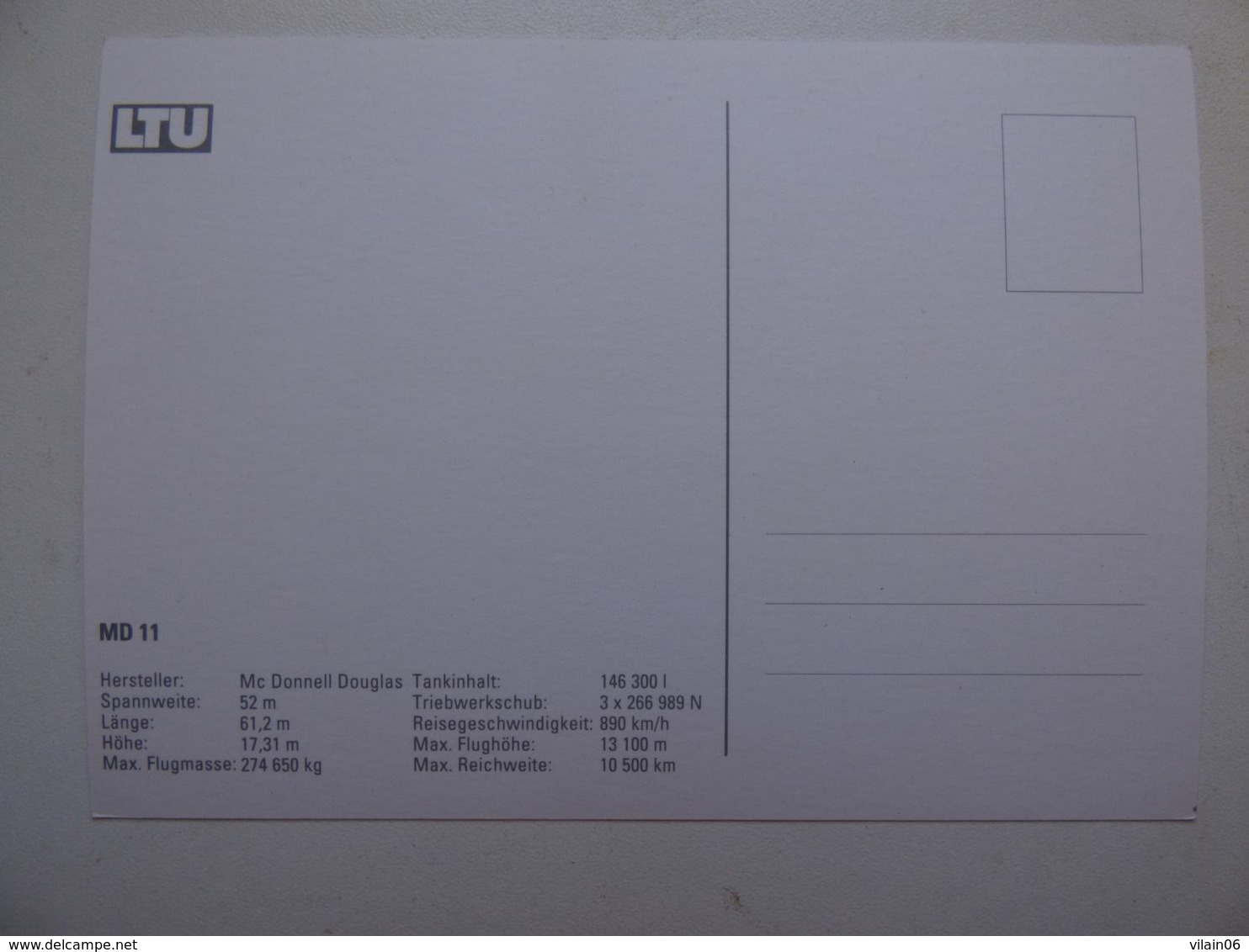 LTU   MD 11    AIRLINE ISSUE / CARTE COMPAGNIE - 1946-....: Ere Moderne