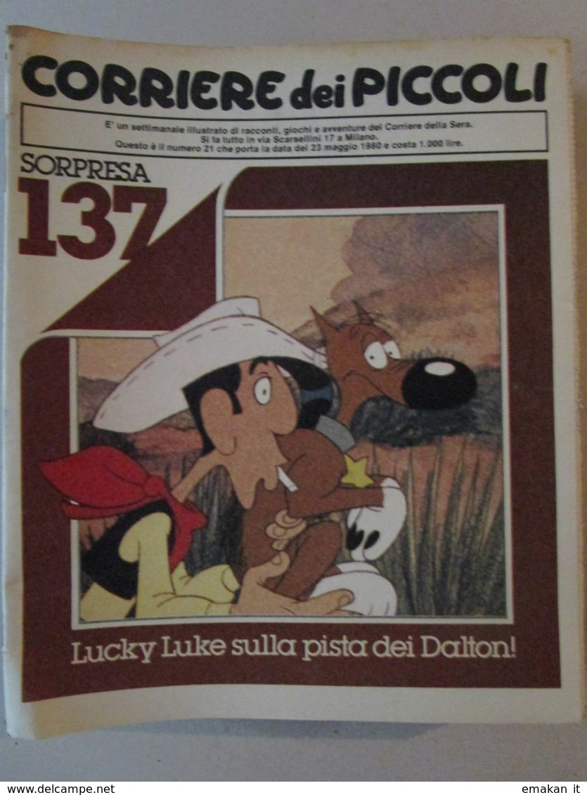 - CORRIERE DEI PICCOLI N 21 / 1980 - LUCKY LUKE / IL PAESE DEI PUFFI - Corriere Dei Piccoli