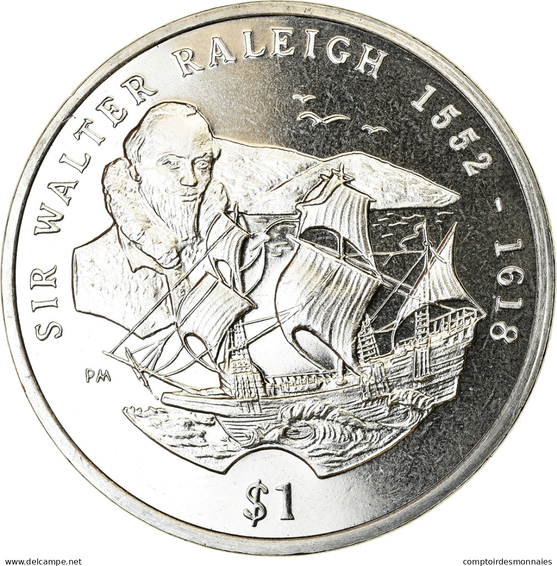 Monnaie, BRITISH VIRGIN ISLANDS, Dollar, 2002, Franklin Mint, Sir  Walter - Iles Vièrges Britanniques