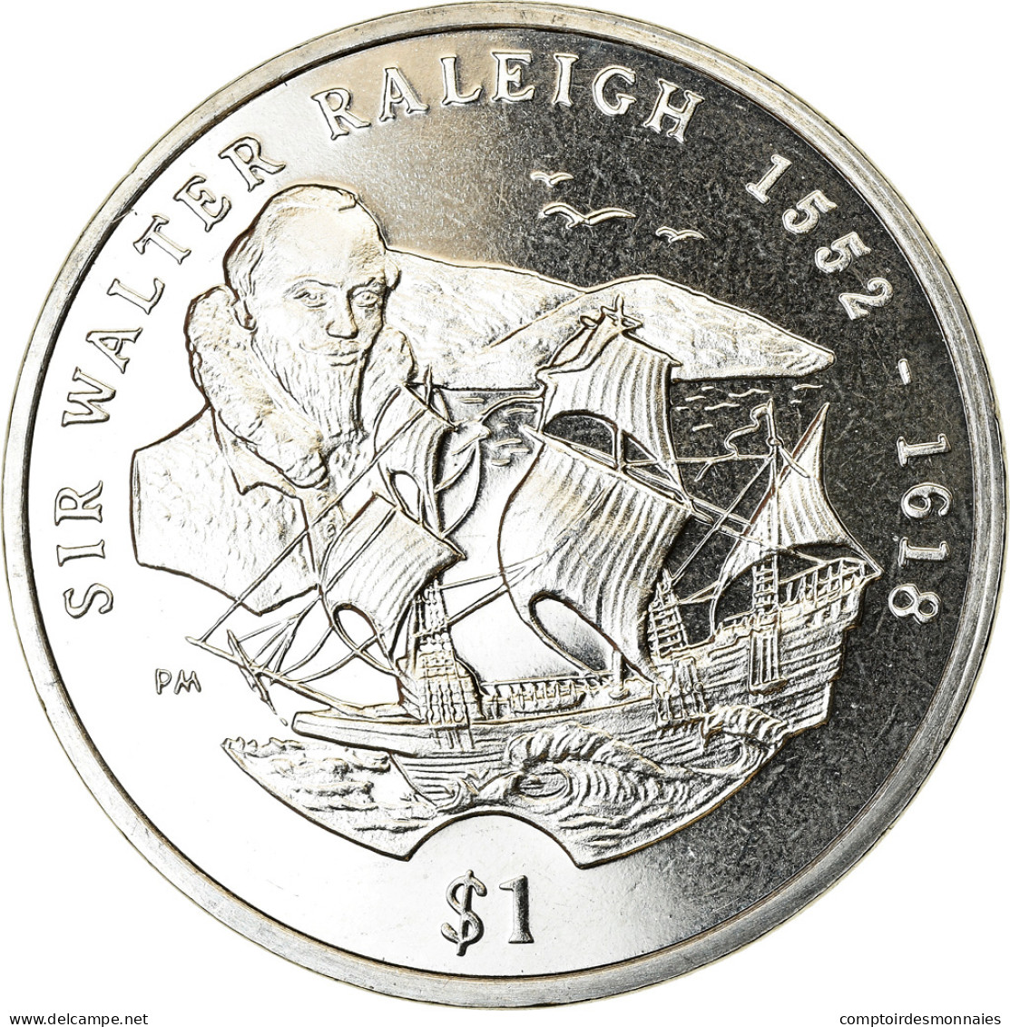 Monnaie, BRITISH VIRGIN ISLANDS, Dollar, 2002, Franklin Mint, Sir  Walter - British Virgin Islands