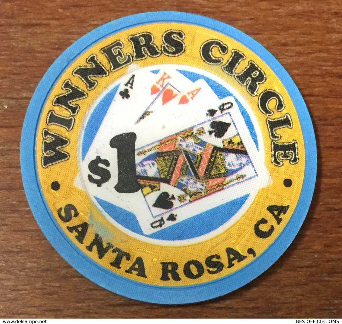 USA CALIFORNIE SANTA ROSA WINNERS CIRCLE CASINO CHIP $ 1 JETON TOKEN COIN - Casino