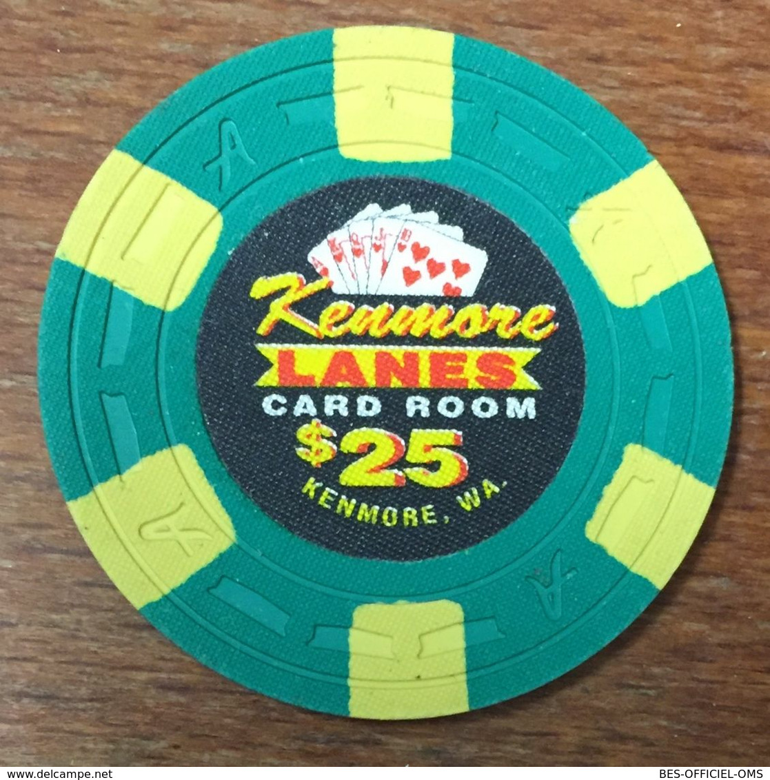 USA WASHINGTON KENMORE LANES CARD ROOM CASINO CHIP $25 JETON TOKENS COINS - Casino