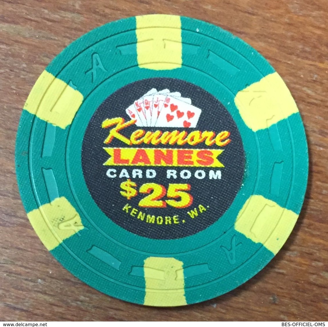 USA WASHINGTON KENMORE LANES CARD ROOM CASINO CHIP $25 JETON TOKENS COINS - Casino