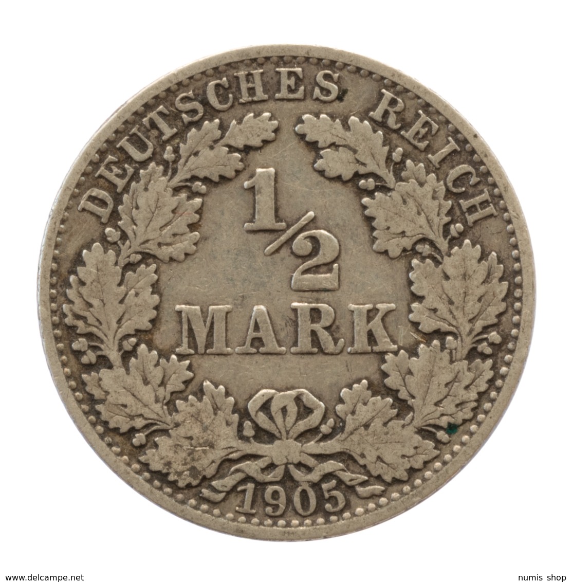 GERMANY - EMPIRE - 1/2 Mark - 1905 - D - München - Silver - #DE002 - 1/2 Mark