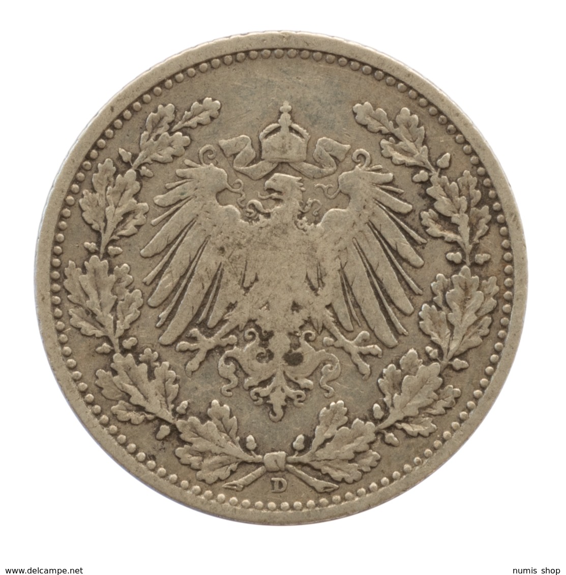 GERMANY - EMPIRE - 1/2 Mark - 1905 - D - München - Silver - #DE002 - 1/2 Mark