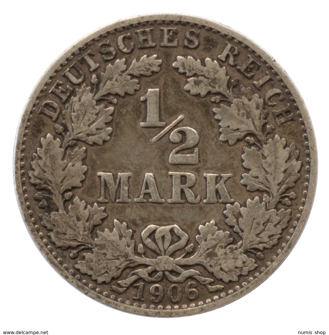 GERMANY - EMPIRE - 1/2 Mark - 1906 - D - München - Silver - #DE008 - 1/2 Mark