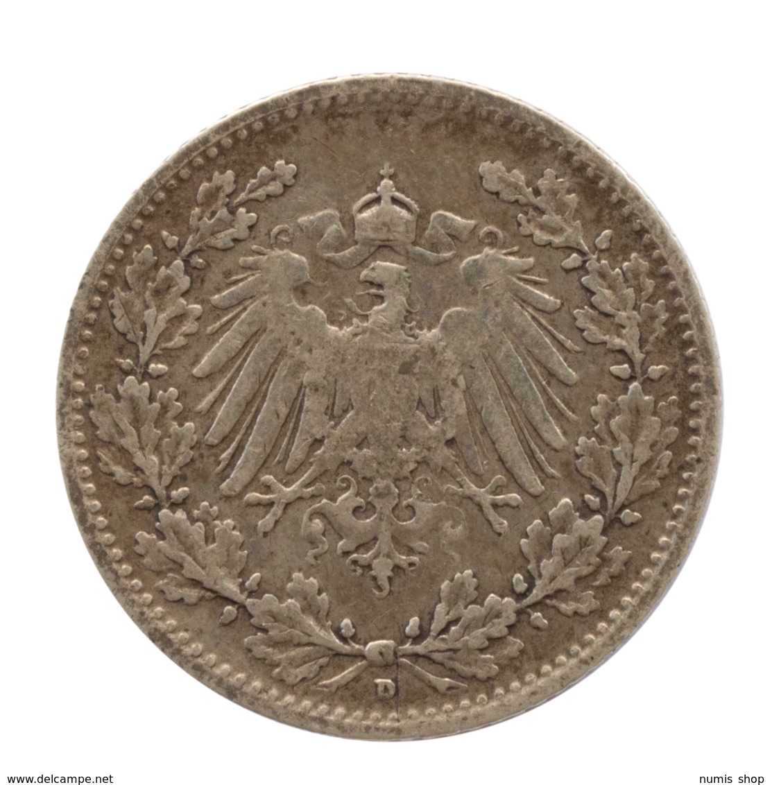 GERMANY - EMPIRE - 1/2 Mark - 1906 - D - München - Silver - #DE008 - 1/2 Mark