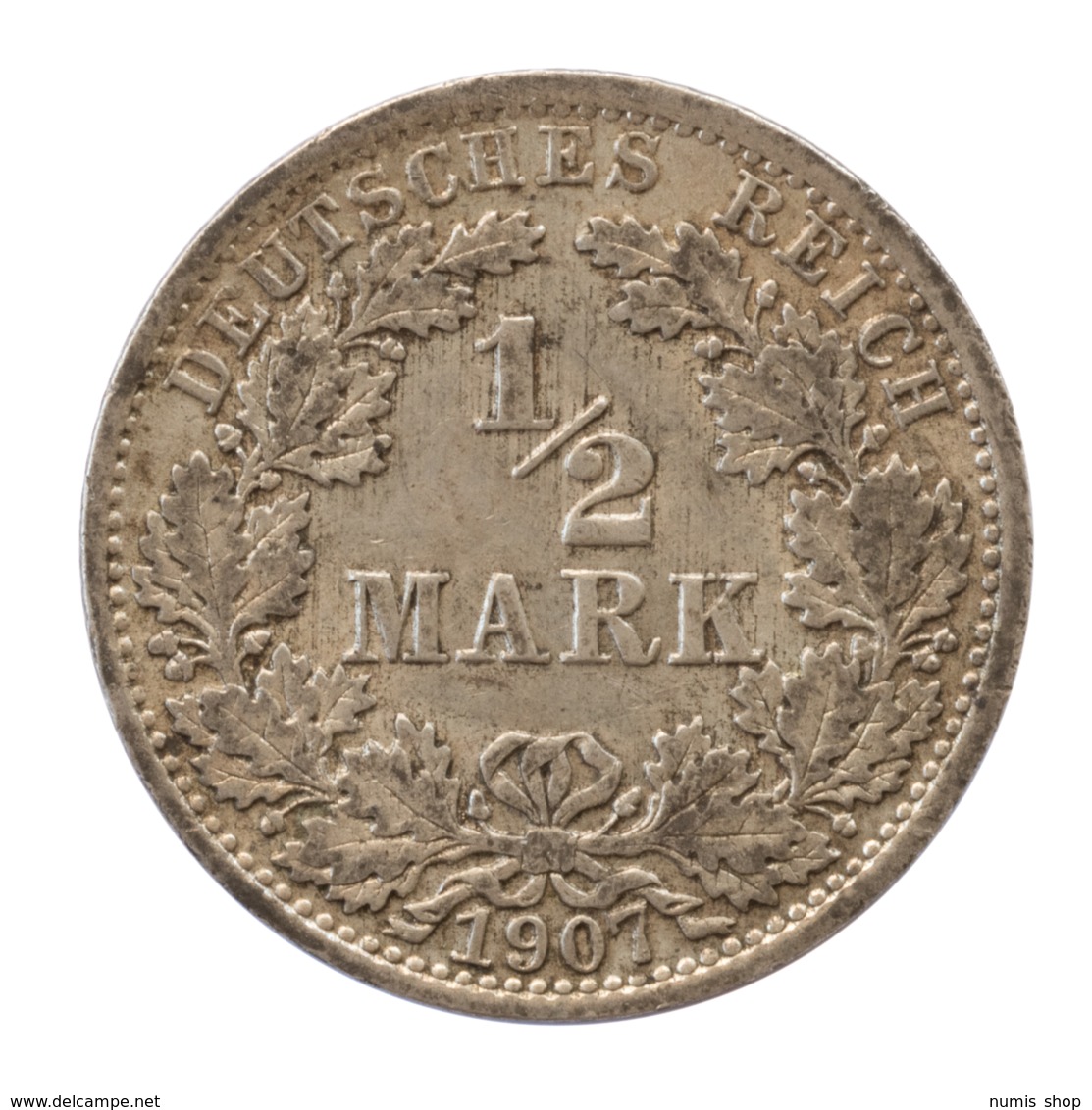 GERMANY - EMPIRE - 1/2 Mark - 1907 - A - Berlin - Silver - #DE011 - 1/2 Mark