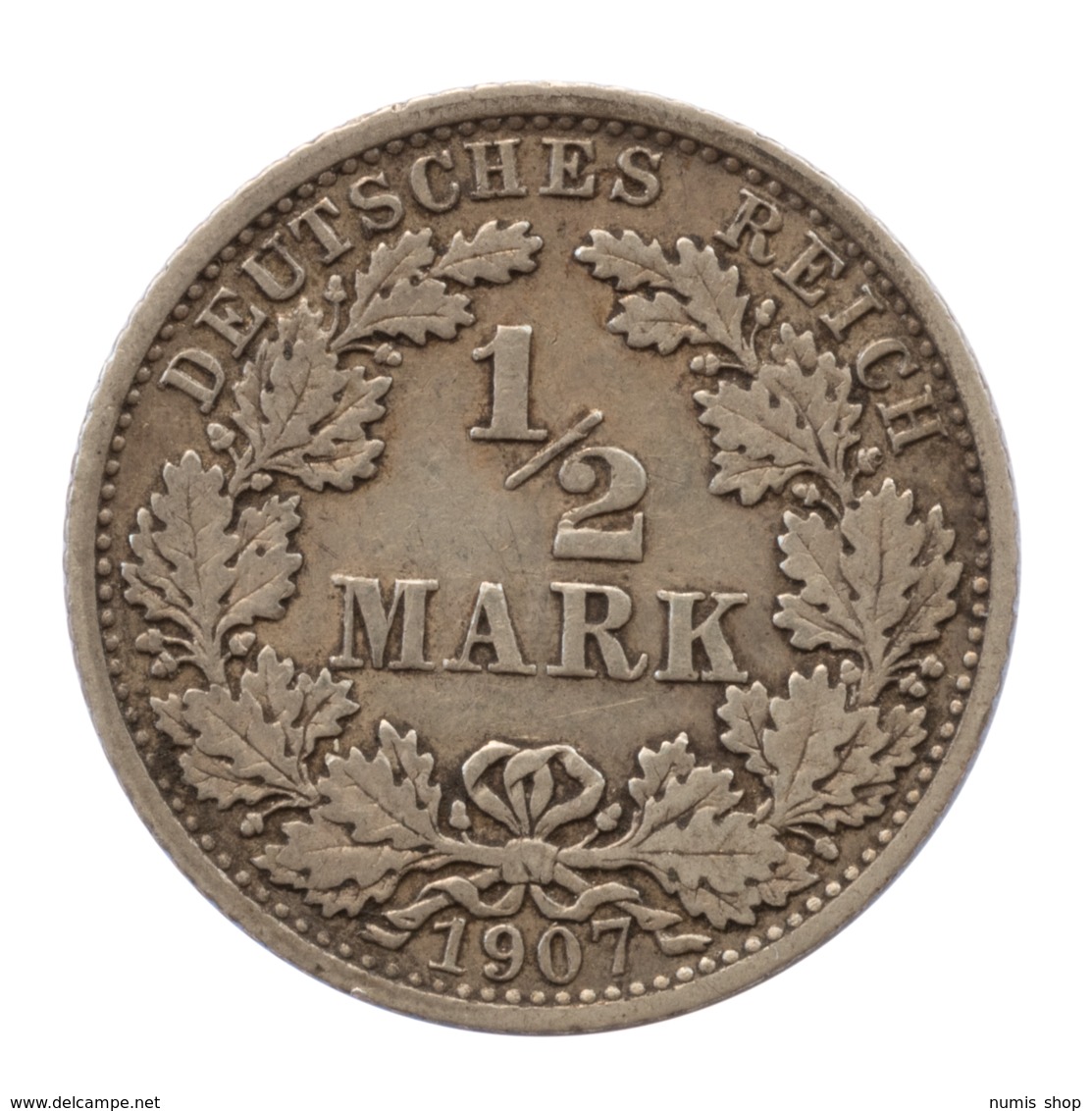 GERMANY - EMPIRE - 1/2 Mark - 1907 - G - Karlsruhe - Silver - #DE013 - 1/2 Mark