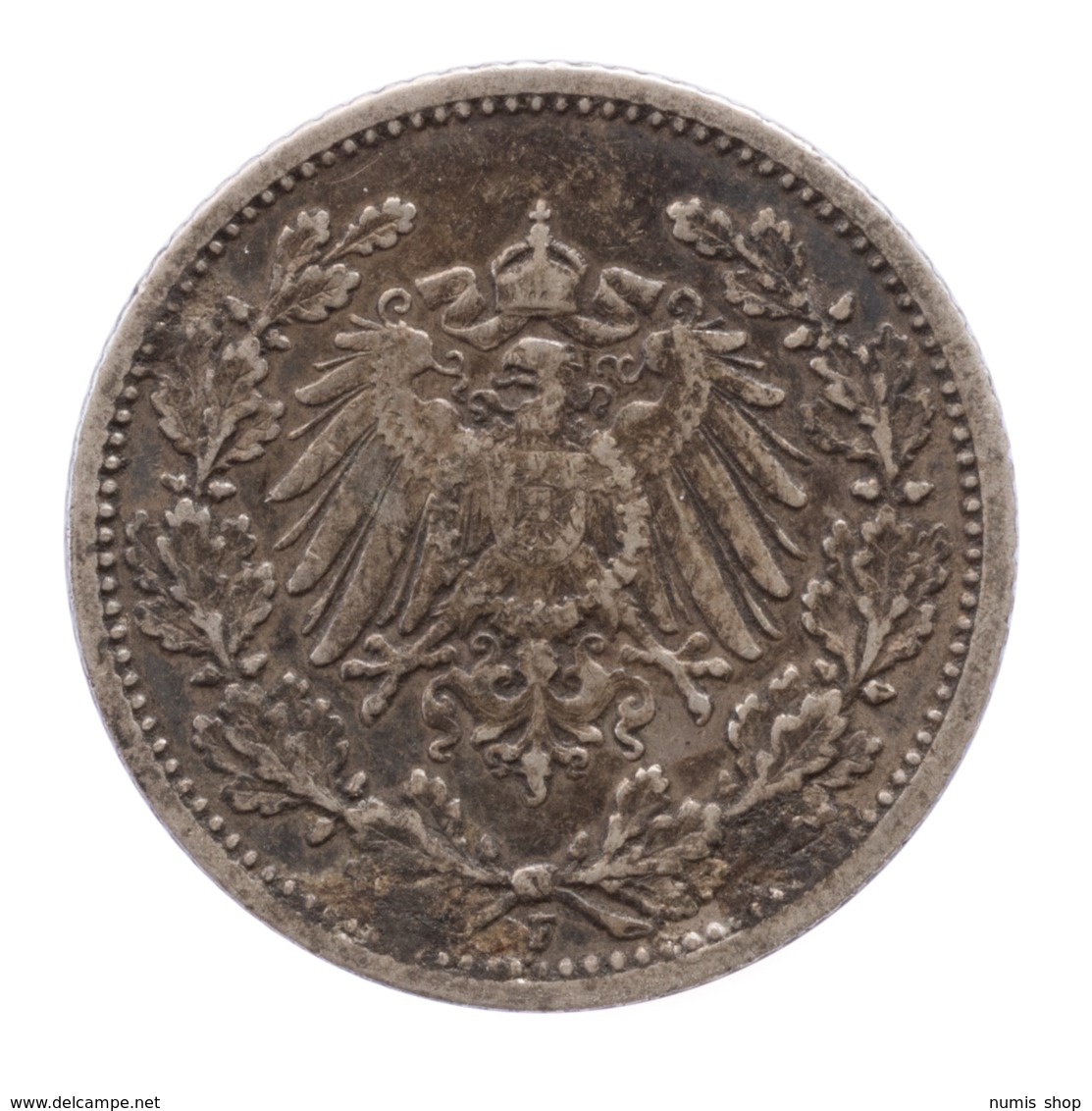 GERMANY - EMPIRE - 1/2 Mark - 1909 - F - Stuttgart - Silver - #DE016 - 1/2 Mark