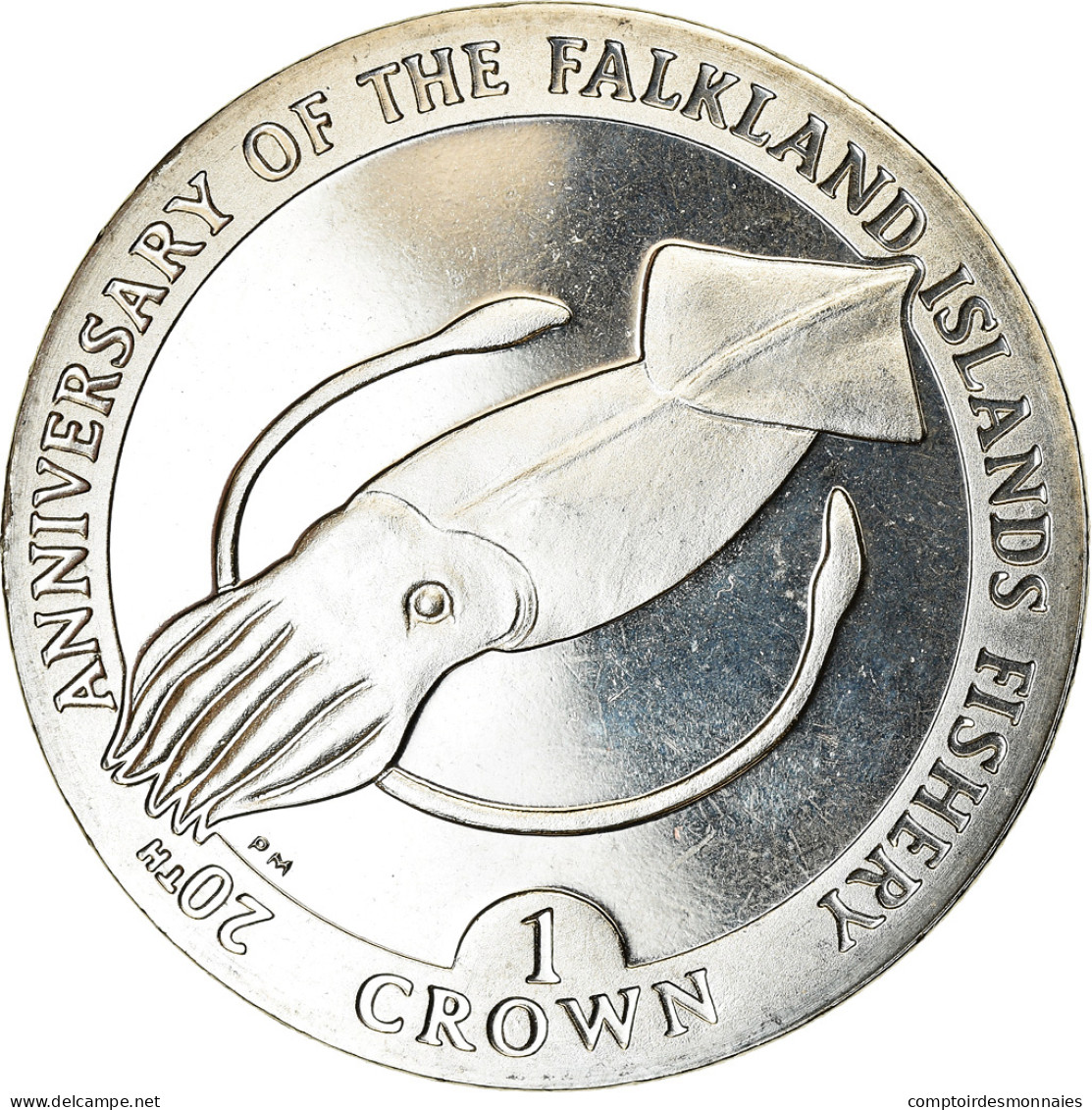 Monnaie, Falkland Islands, 2 Pounds, 2007, 20ème Anniversaire De La Pêche - Falklandinseln