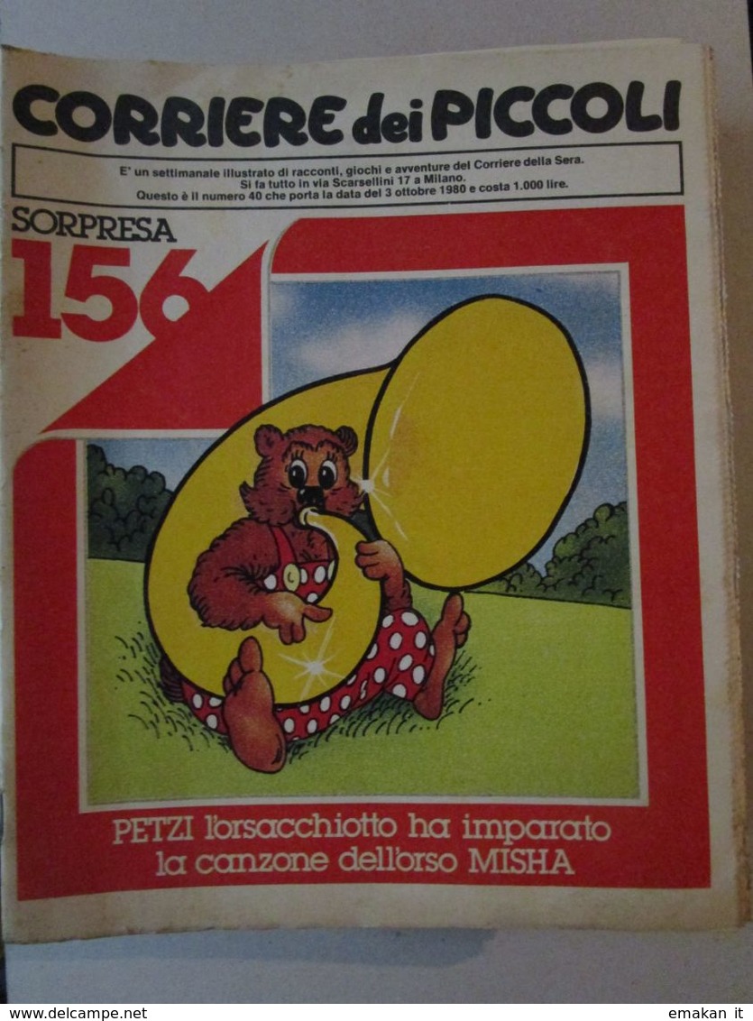 - CORRIERE DEI PICCOLI N 40 / 1980 -  IL PAESE DEI PUFFI - Corriere Dei Piccoli
