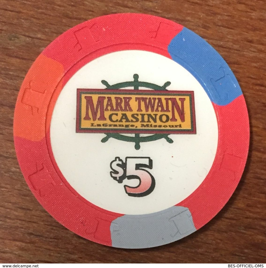 USA MISSOURI LAGRANGE MARK TWAIN CASINO CHIP $ 5 JETON TOKENS COINS - Casino