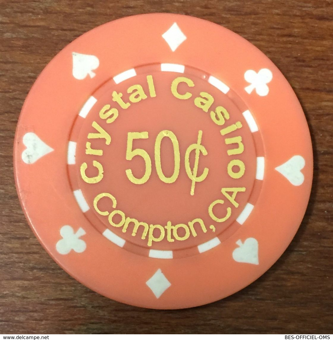 USA CALIFORNIE COMPTON CRYSTAL CASINO CHIP 50C JETON TOKENS COINS - Casino