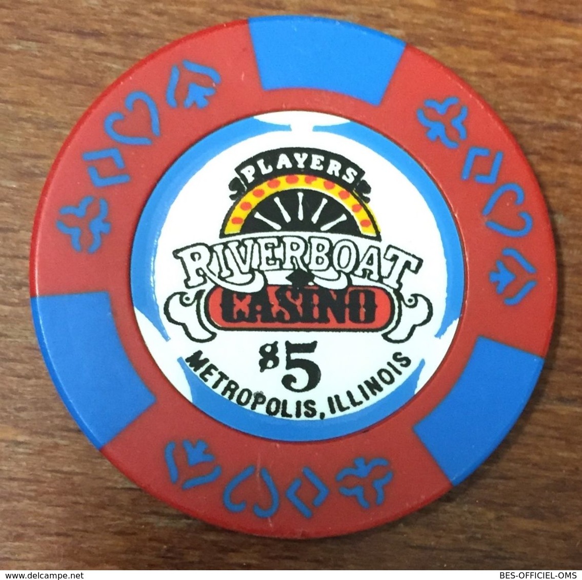 USA ILLINOIS METROPOLISPLAYERS RIVERBOAT CASINO CHIP $ 5 JETON TOKENS COINS CLOSED FERMÉ - Casino