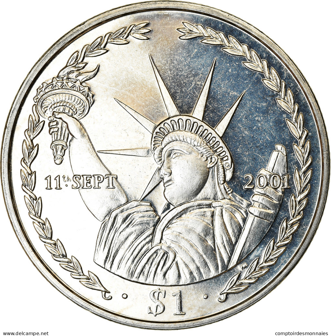 Monnaie, BRITISH VIRGIN ISLANDS, Dollar, 2002, Franklin Mint, 11 Septembre 2001 - Iles Vièrges Britanniques