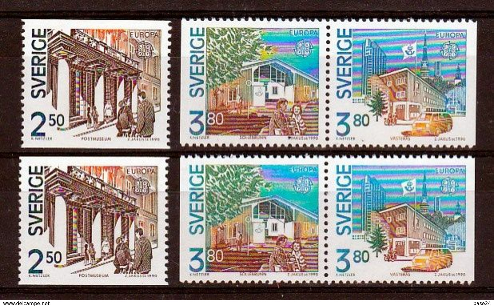 1990 Svezia Sweden EUROPA CEPT EUROPE 2 Serie Di 3v. MNH** Edifici Postali Post Offices - 1990