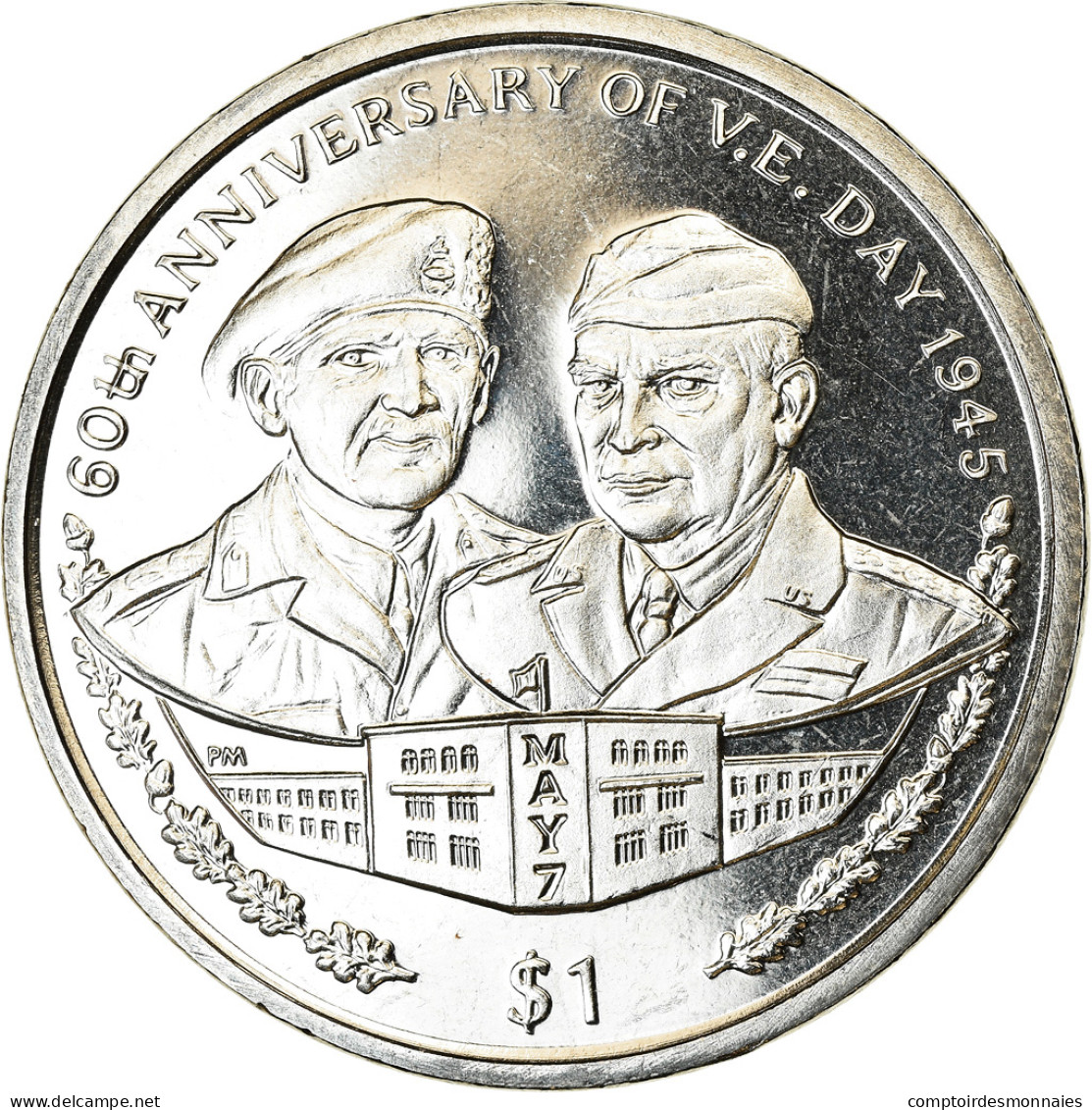 Monnaie, BRITISH VIRGIN ISLANDS, Dollar, 2005, Franklin Mint, V.E Day, SPL - Islas Vírgenes Británicas