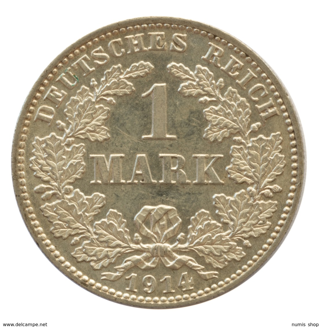 GERMANY - EMPIRE - 1 Mark - 1914 - J - Hamburg - Silver - #DE069 - 1 Mark