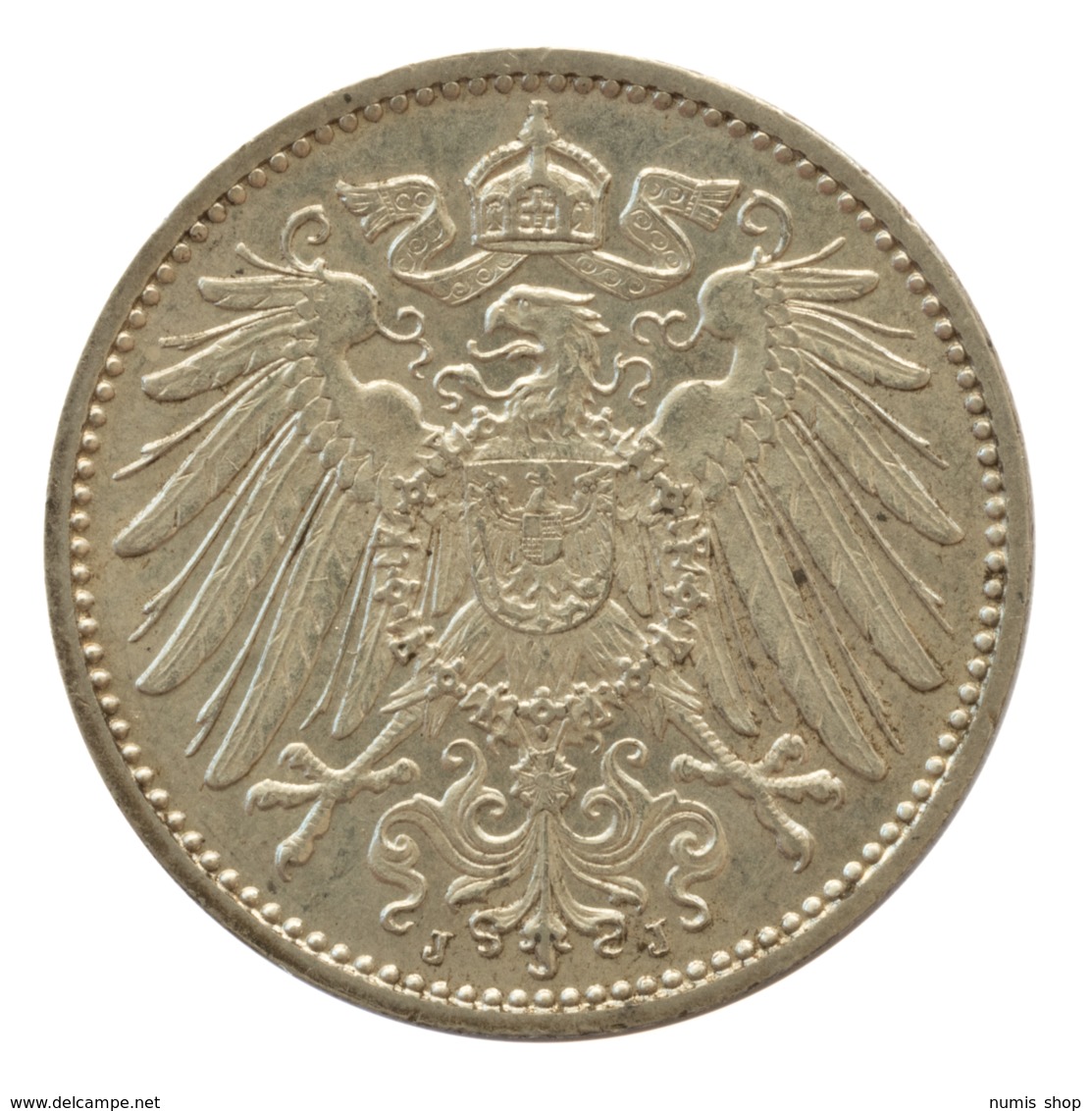 GERMANY - EMPIRE - 1 Mark - 1914 - J - Hamburg - Silver - #DE069 - 1 Mark