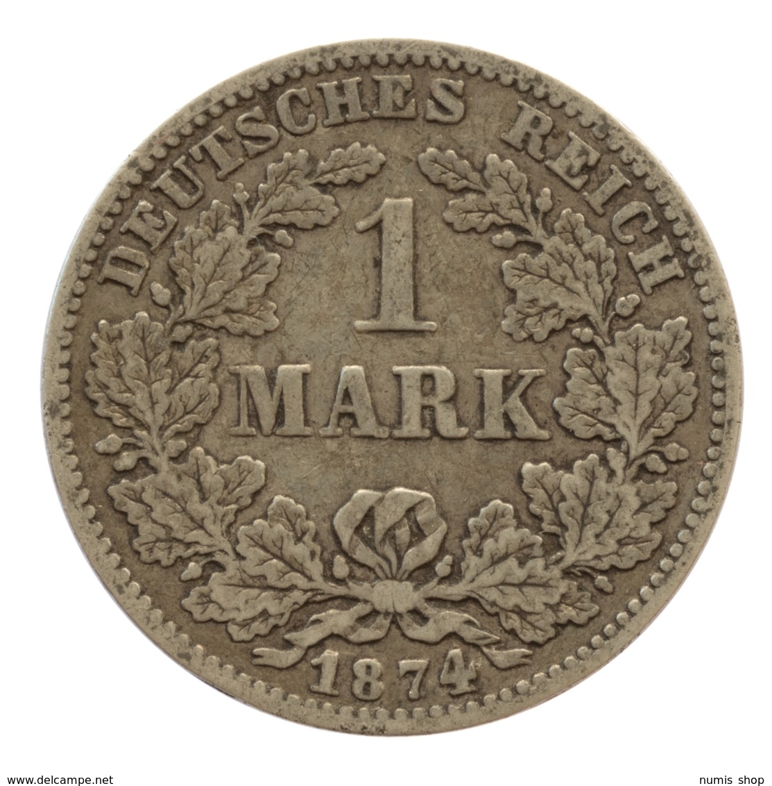 GERMANY - EMPIRE - 1 Mark - 1874 - G - Karlsruhe - Silver - #DE073 - 1 Mark