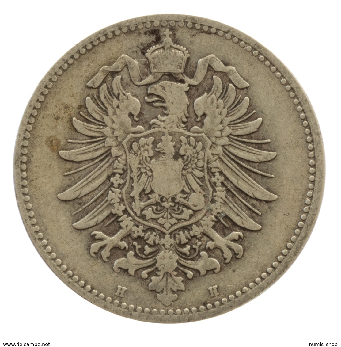 GERMANY - EMPIRE - 1 Mark - 1874 - H - Darmstadt - Silver - #DE074 - 1 Mark