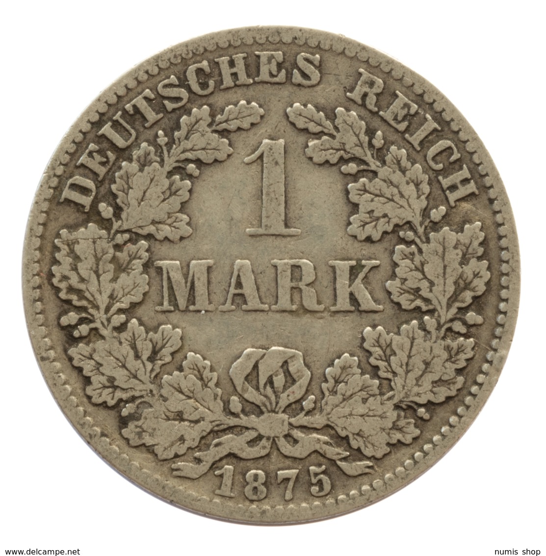 GERMANY - EMPIRE - 1 Mark - 1875 - D - München - Silver - #DE078 - 1 Mark