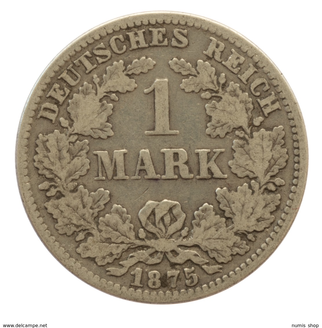 GERMANY - EMPIRE - 1 Mark - 1875 - E - Dresden - Silver - #DE079 - 1 Mark