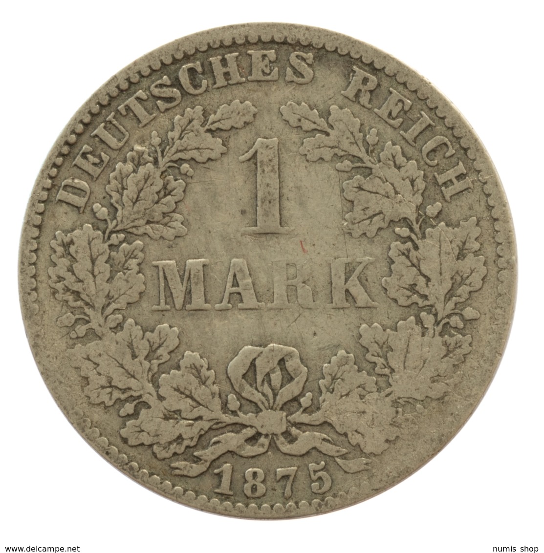 GERMANY - EMPIRE - 1 Mark - 1875 - H - Darmstadt - Silver - #DE082 - 1 Mark