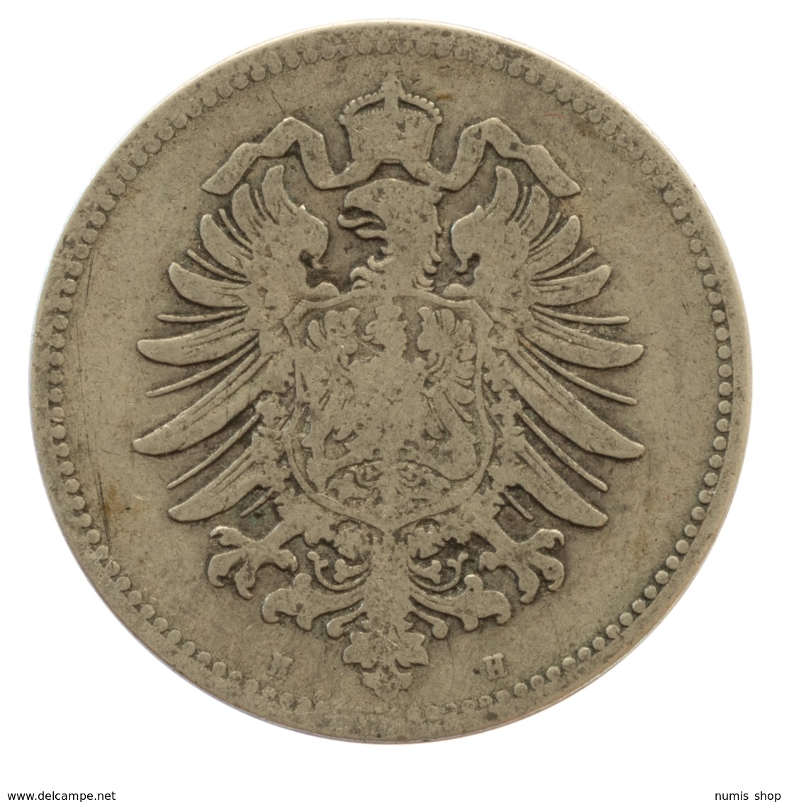 GERMANY - EMPIRE - 1 Mark - 1875 - H - Darmstadt - Silver - #DE082 - 1 Mark