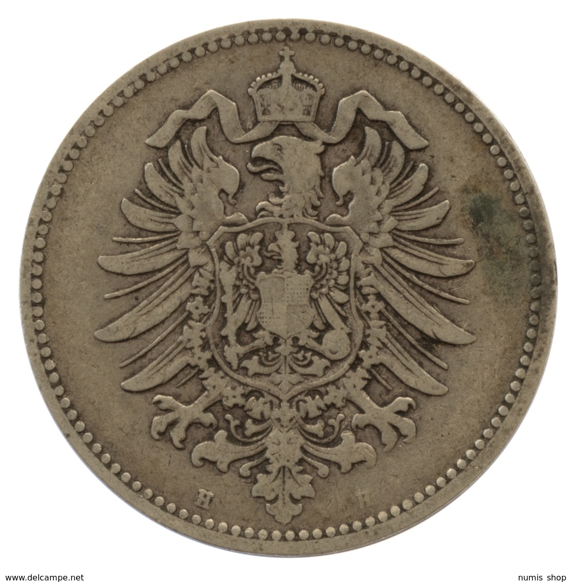 GERMANY - EMPIRE - 1 Mark - 1880 - H - Darmstadt - Silver - #DE089 - 1 Mark