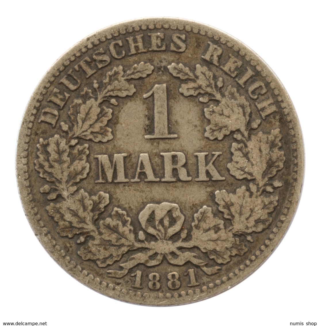 GERMANY - EMPIRE - 1 Mark - 1881 - D - München - Silver - #DE091 - 1 Mark