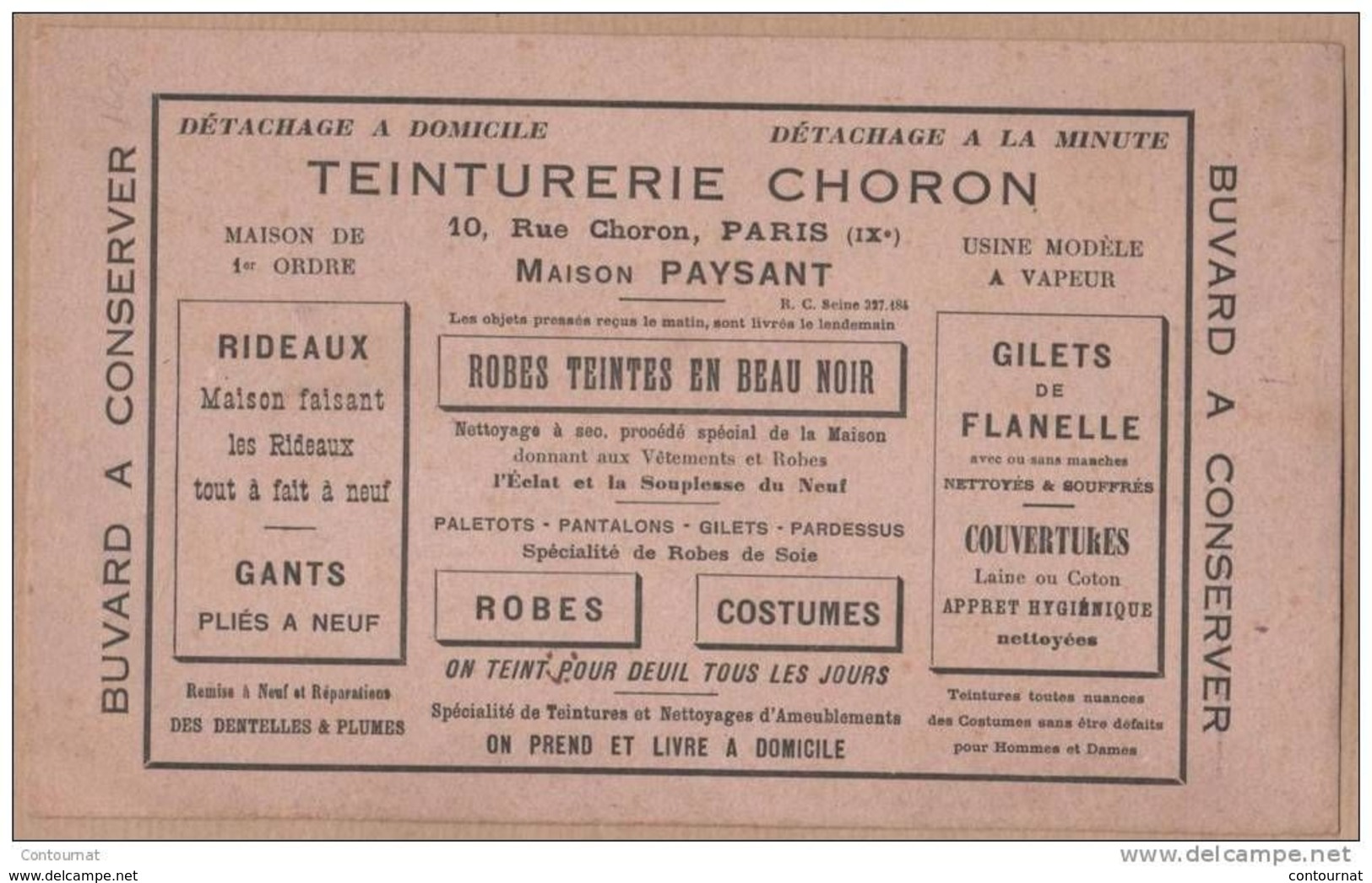 BUVARD 1900  TEINTURERIE CHORON  à PARIS - Textile & Vestimentaire