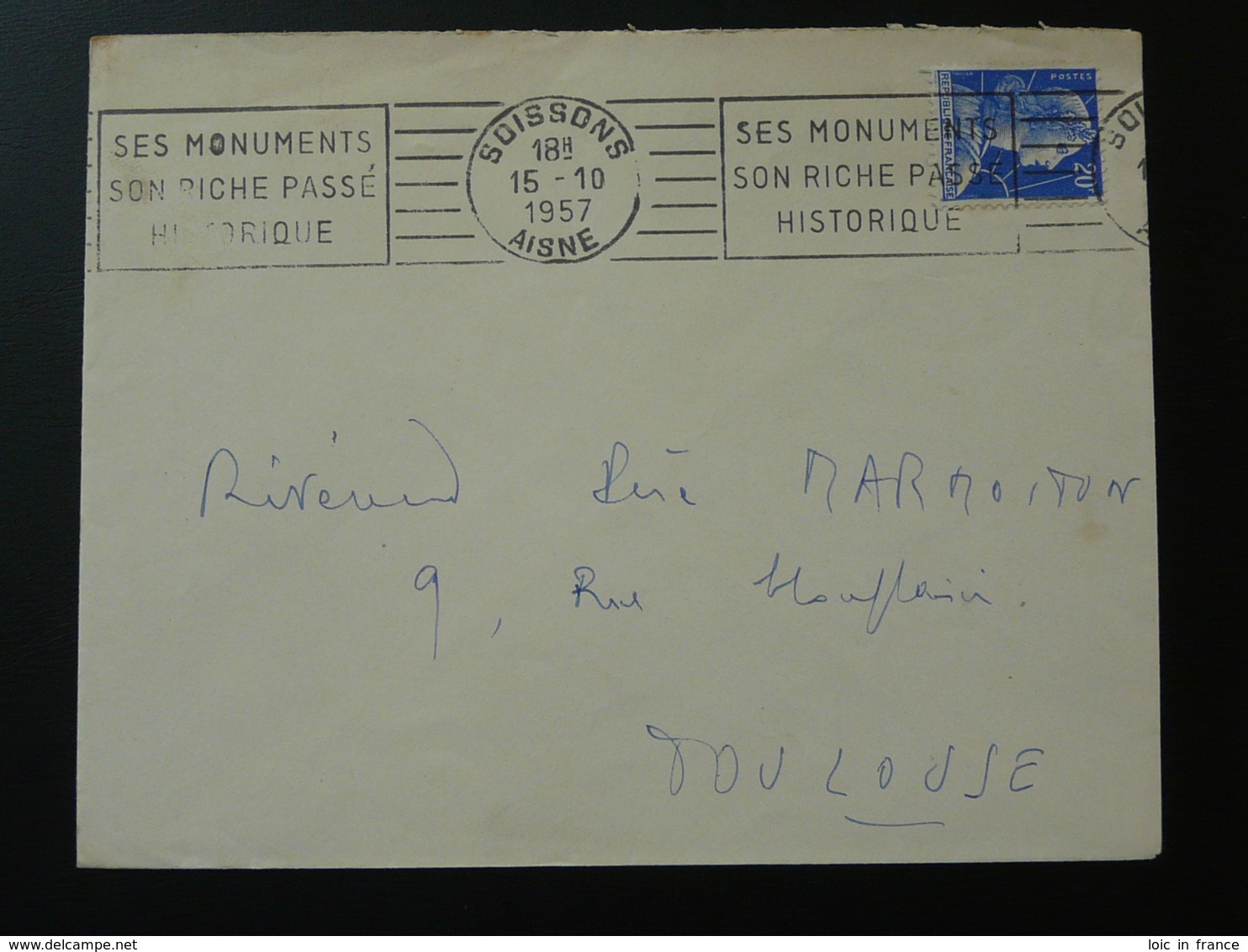 02 Aisne Soissons Monuments Riche Passé Historique 1957 - Flamme Sur Lettre Postmark On Cover - Oblitérations & Flammes