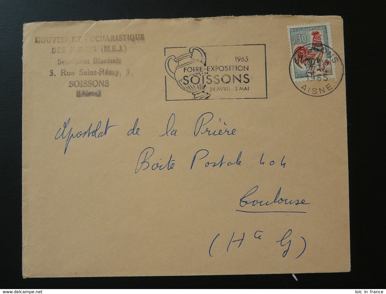 02 Aisne Soissons Foire Exposition Vase 1965 - Flamme Sur Lettre Postmark On Cover - Oblitérations & Flammes