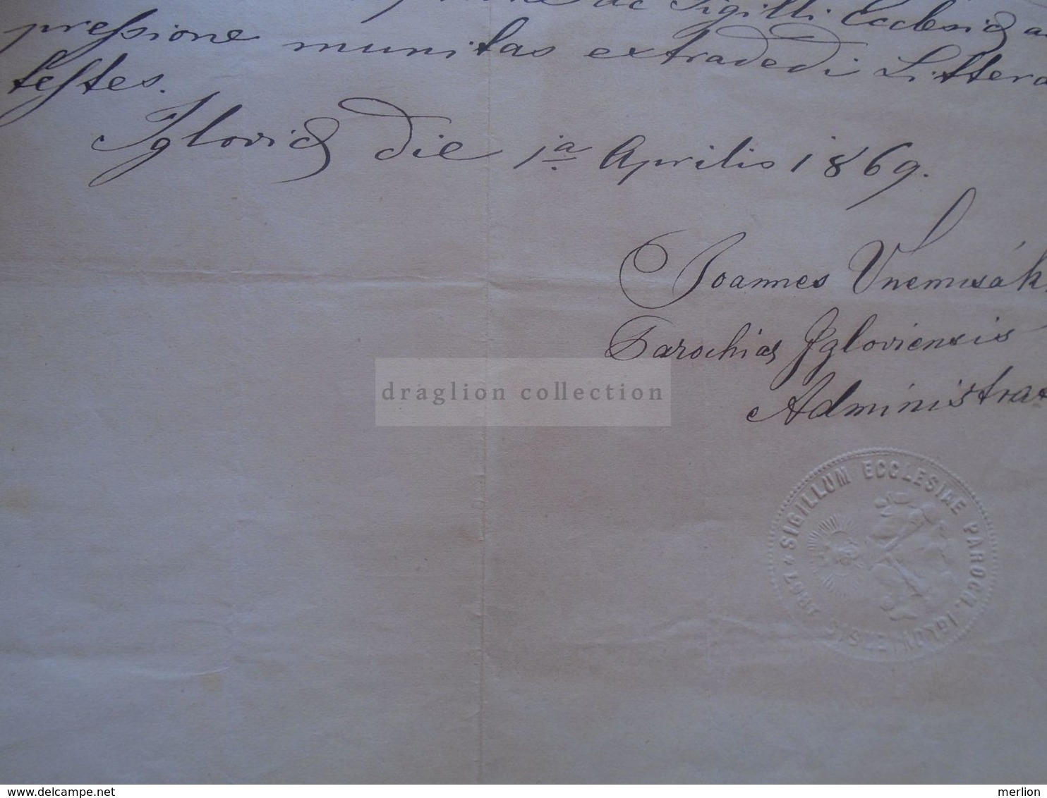 ZA297.14  Old Document  Igló  Spišská Nová Ves - Slovakia - Franciscus Kocsisch -Catharina Hischnay 1869 - Engagement