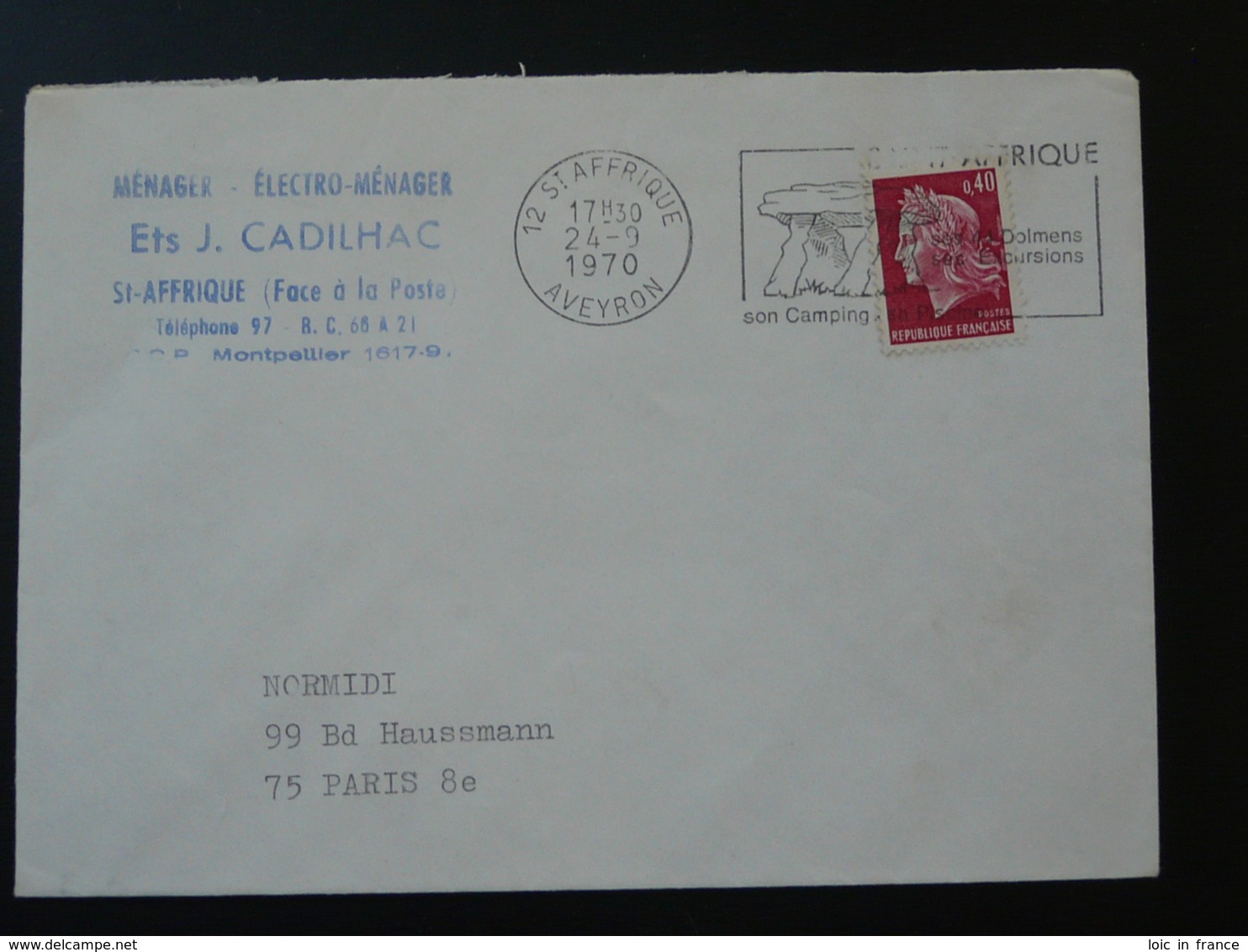 12 Aveyron St Affrique Dolmen Préhistoire Prehistory 1970 (ex 2) - Flamme Sur Lettre Postmark On Cover - Prehistory