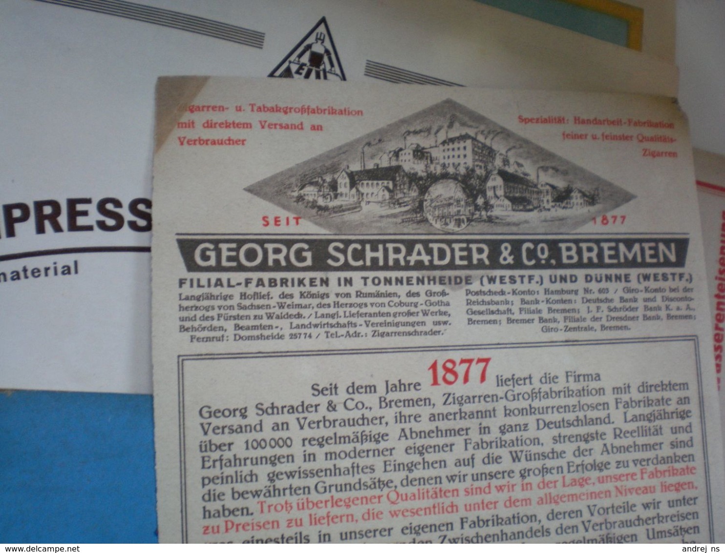 Georg Schrader Co Bremen - Objets Publicitaires