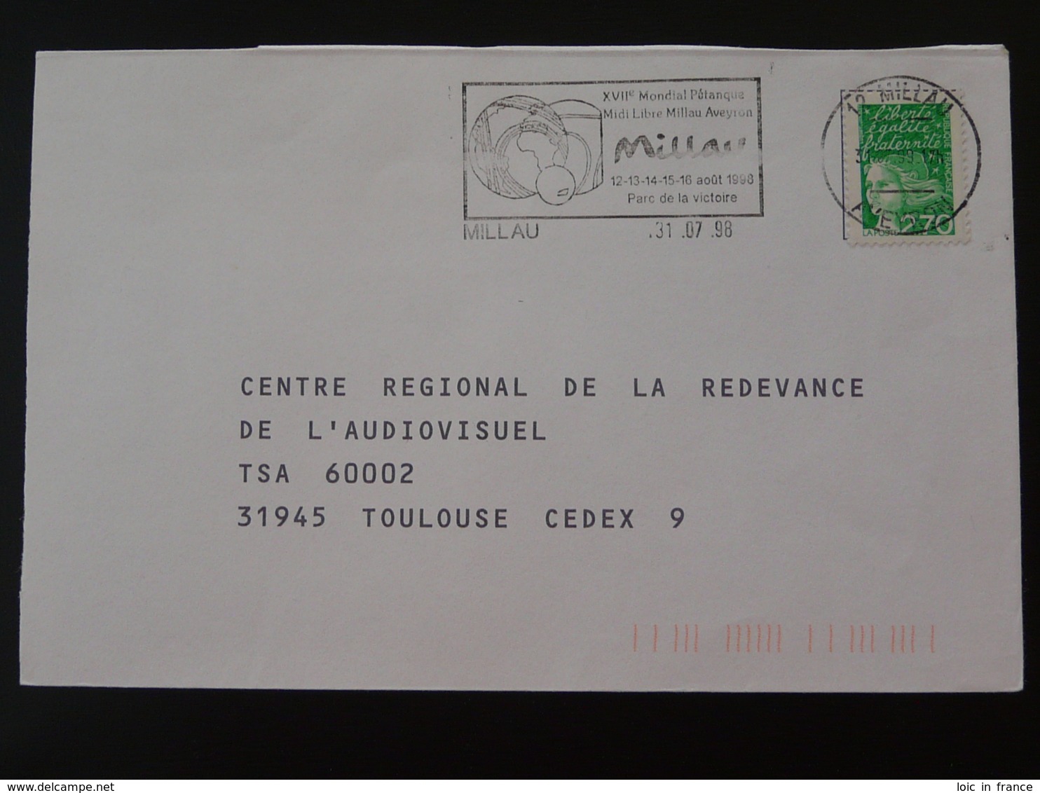 12 Aveyron Millau Mondial Petanque 1998 - Flamme Sur Lettre Postmark On Cover - Petanque