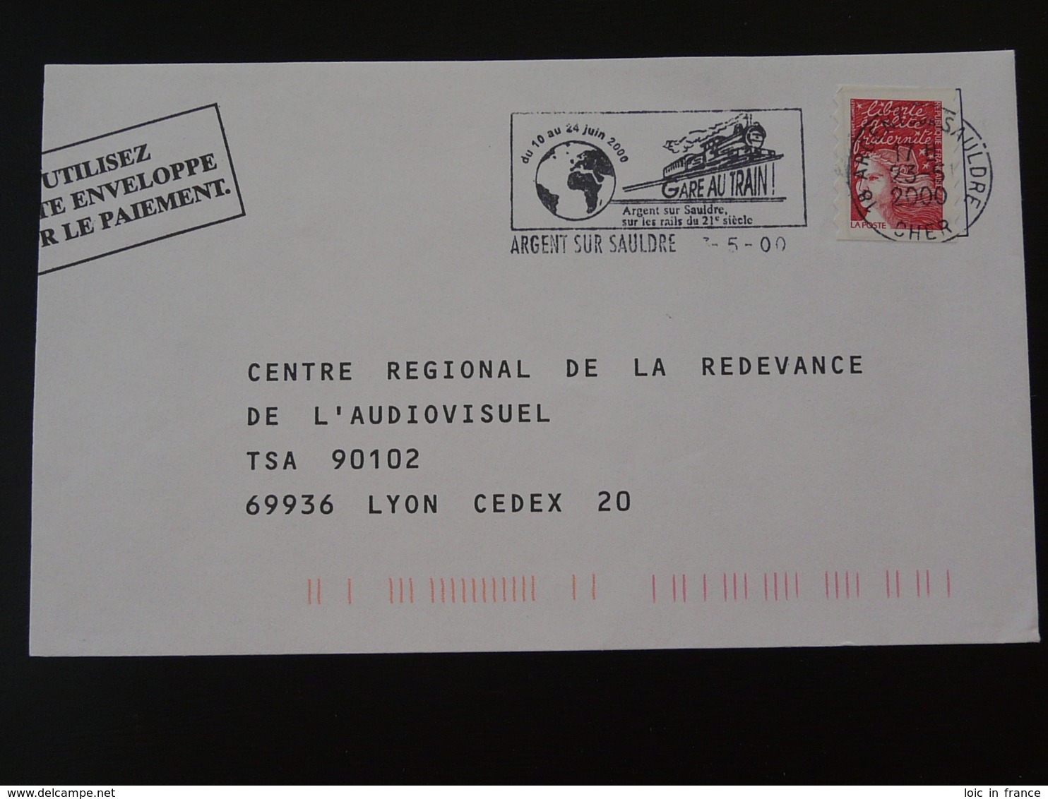 18 Cher Argent Sur Sauldre Train Railroads 2000 (ex 1) - Flamme Sur Lettre Postmark On Cover - Trains