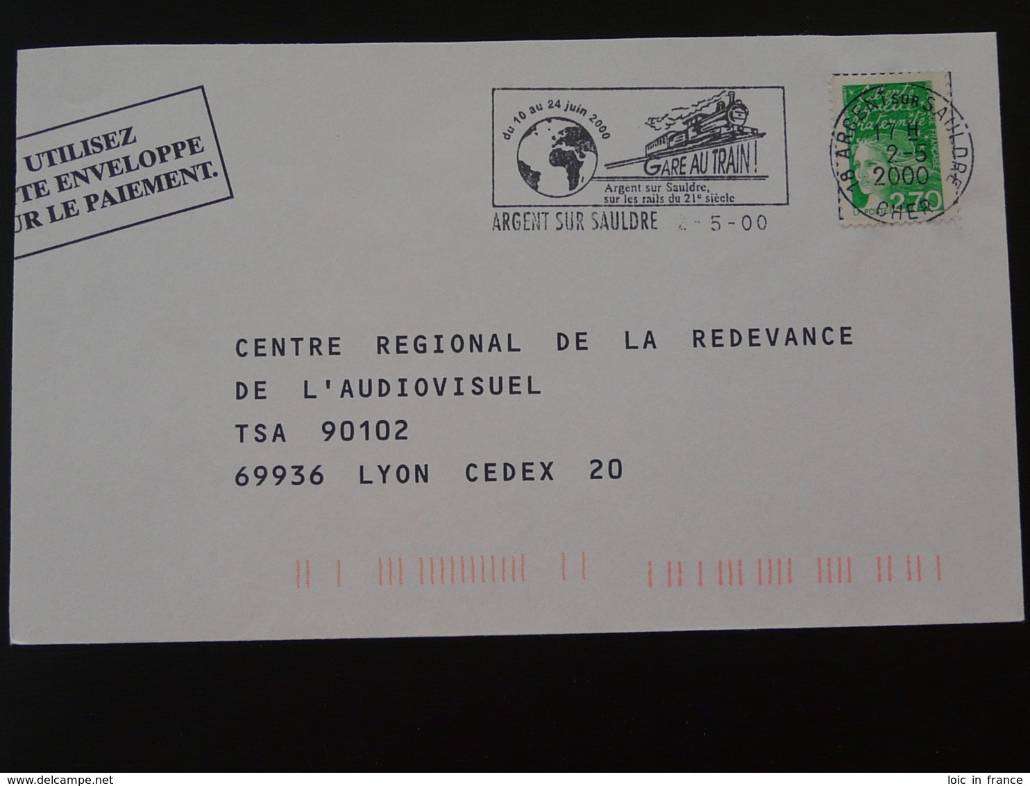 18 Cher Argent Sur Sauldre Train Railroads 2000 (ex 2) - Flamme Sur Lettre Postmark On Cover - Trenes