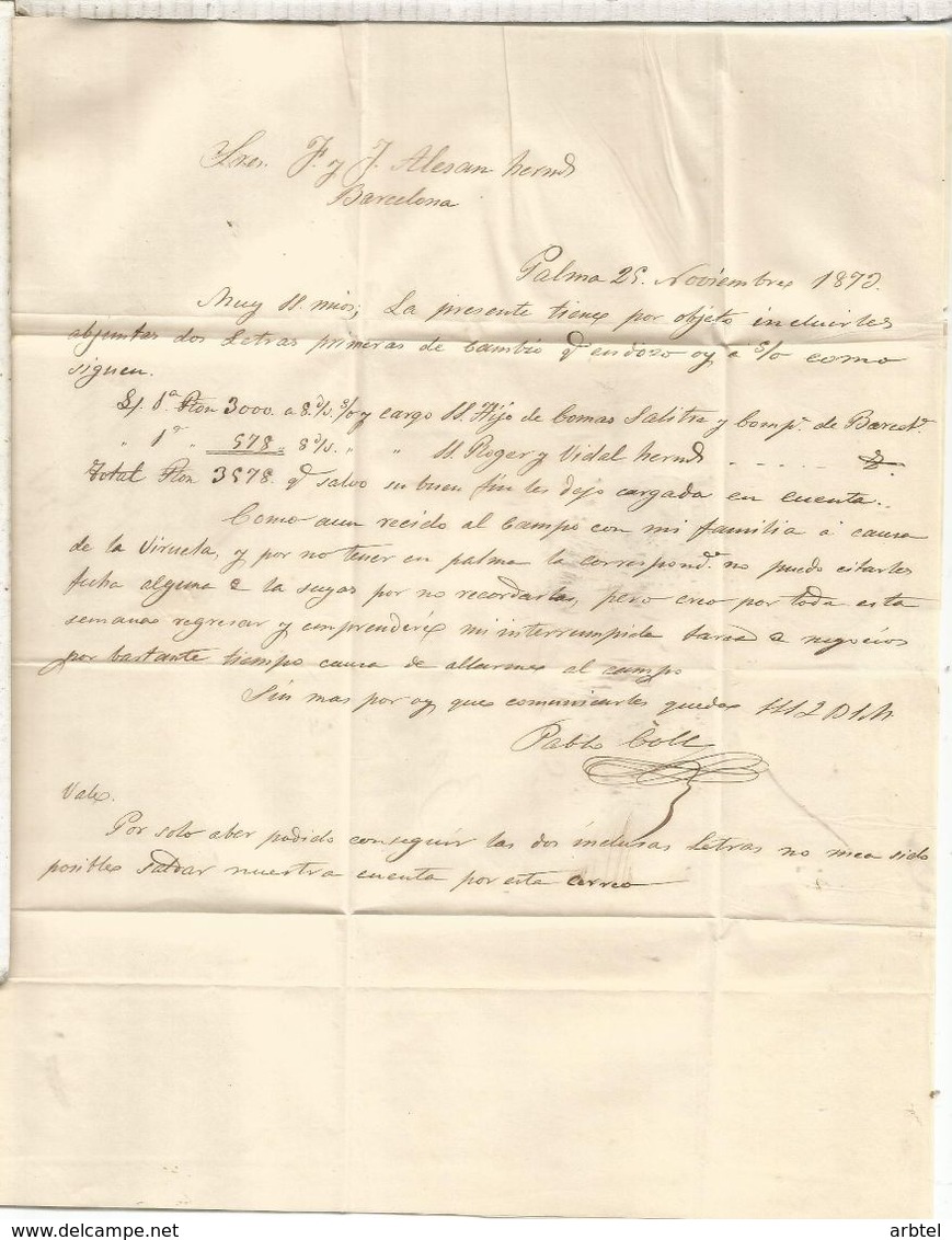 PRIMERA REPUBLICA 1873 ENVUELTA DE PALMA DE MALLORCA A BARCELONA - Lettres & Documents