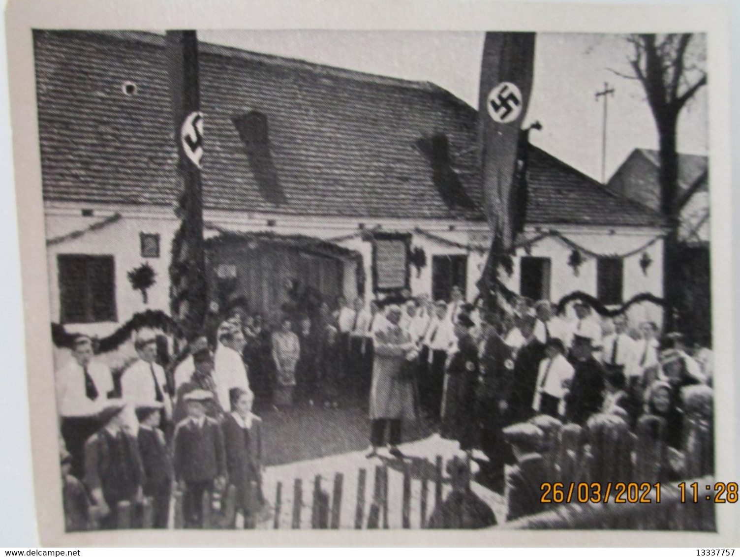 Hitlers Memoiren.:,Eltern,Geburtshaus in Braunau,Friedhof Leonding. Großdeutschland Sammelbilder 6,3x4,3 cm lesen RR