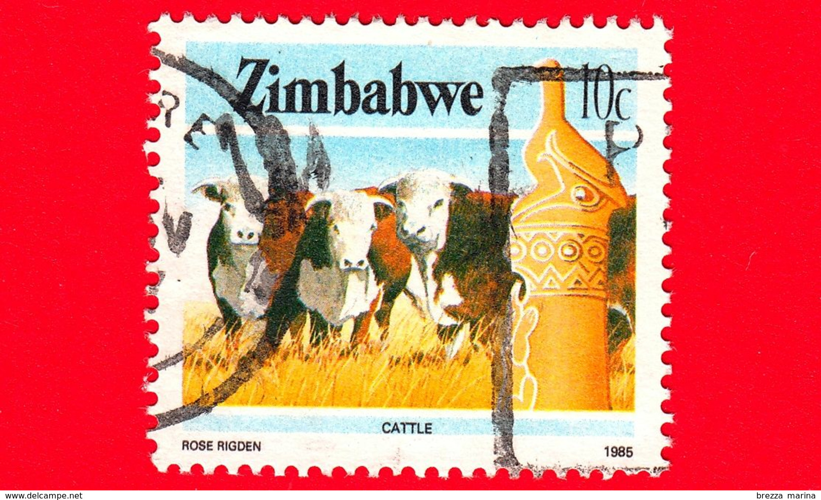 ZIMBABWE - Usato - 1985 - Cultura, Tecnologia Ed Economia - Bestiame - Cattle - 10 - Zimbabwe (1980-...)