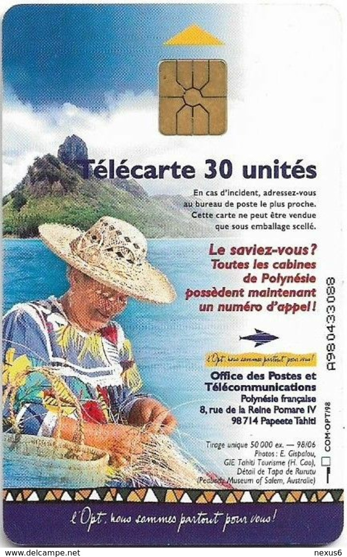 French Polynesia - OPT - Annuaire Officiel Mai 1998, Gem1A Symmetr. Black, 06.1998, 30Units, 50.000ex, Used - Polynésie Française