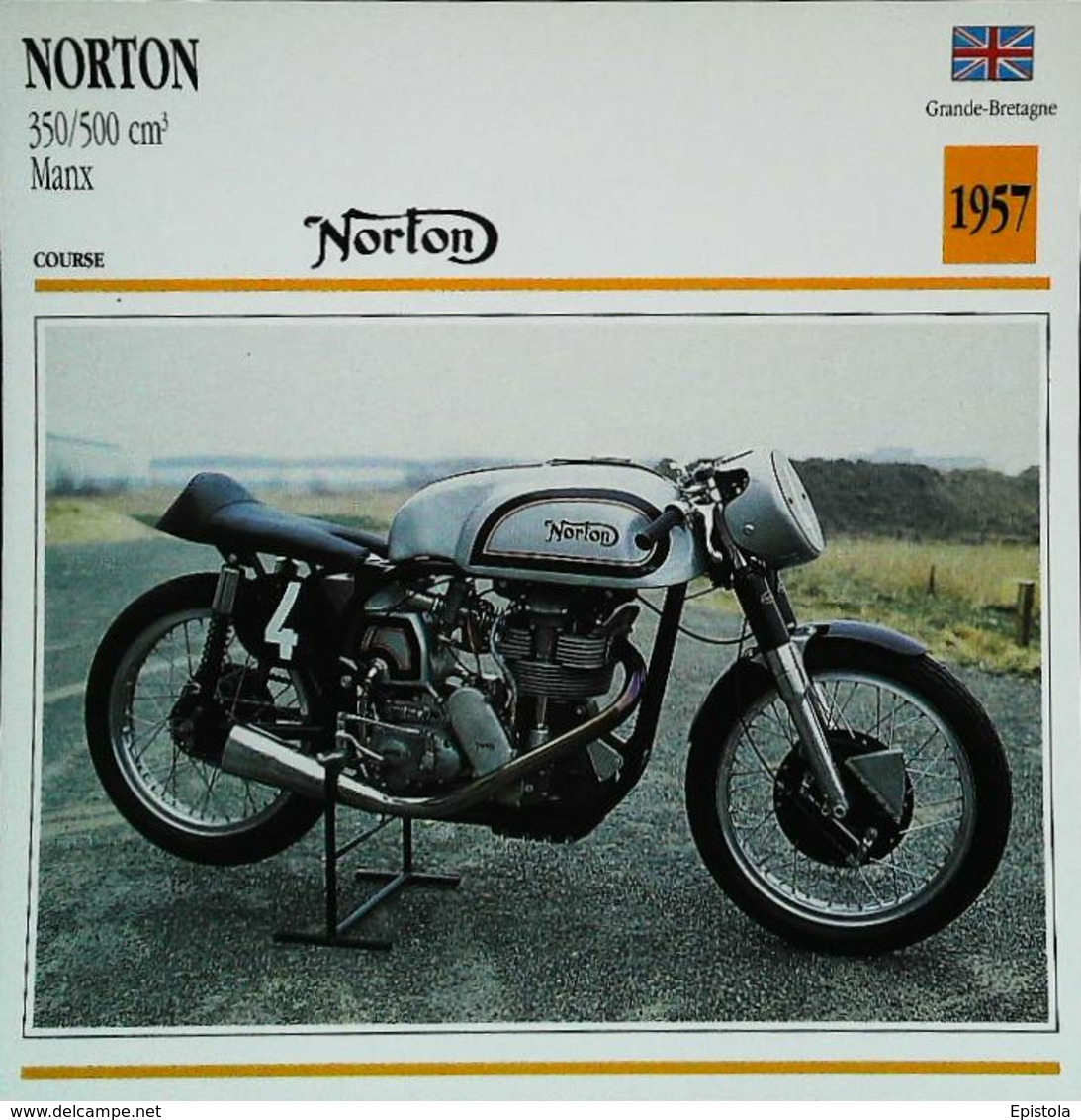 "Motorbike  NORTON 350/500cc Manx 1957 " Moto Anglaise - Collection Fiche Technique Edito-Service S.A. - Collezioni