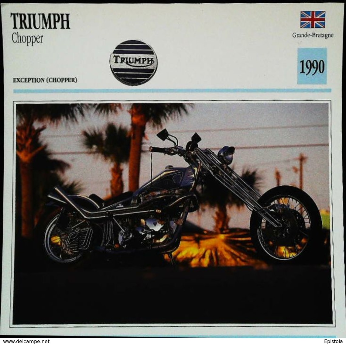 "Motorbike TRIUMPH  650cc Chopper 1990" Moto Anglaise - Collection Fiche Technique Edito-Service S.A. - Verzamelingen